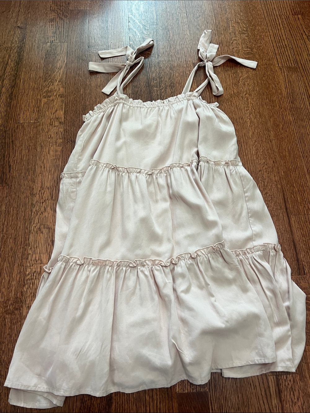 Le Lis Blush Pink Tiered Mini Dress with Tie Straps